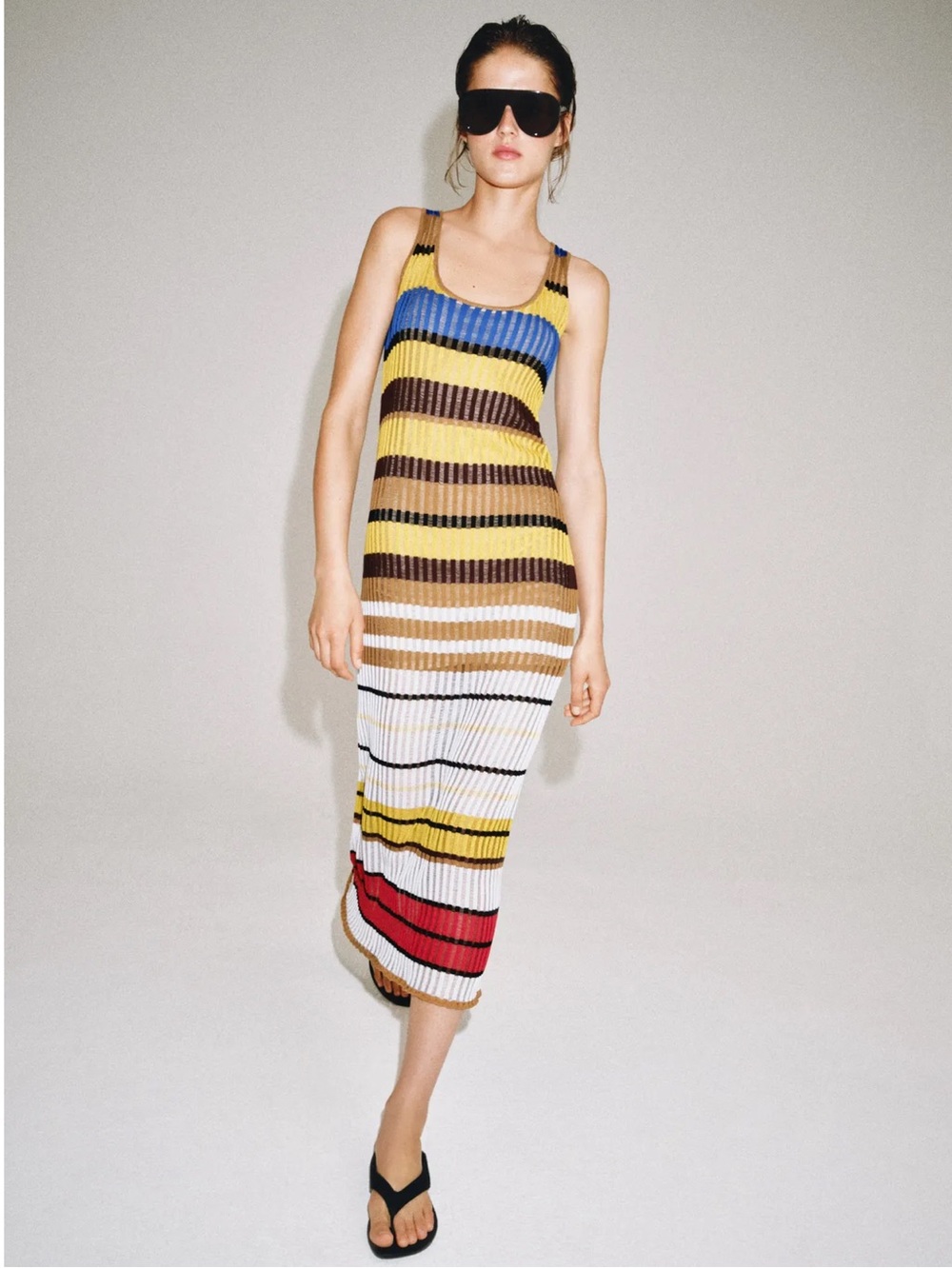 Zara STRIPED LONG KNIT DRESS